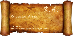 Kutassy Anna névjegykártya