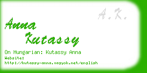 anna kutassy business card